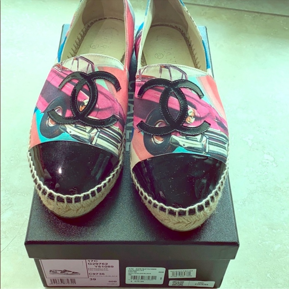 Chanel Shoes Authentic size 39 Espadrilles Fan Crepecal multicolor